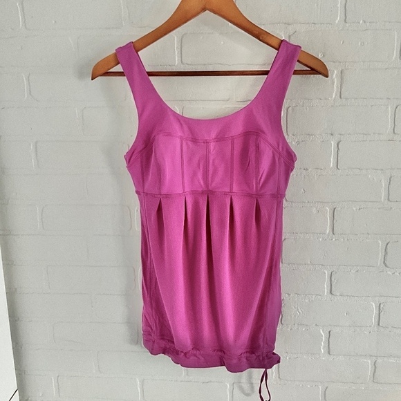 Lululemon Women’s Tank top Magenta/Lavender pleated Training Active wear sz 4 - Picture 4 of 11